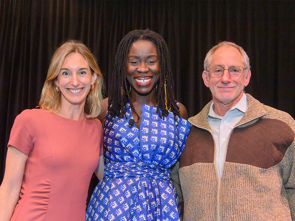 Erin White, with Gratitude Luncheon speaker and end-of-life doula, Alua Arthur, and Dr. John Hausdorff, founding member of the Monterey County Palliative Care Collaborative and medical director of the hospice and palliative care programs at Montage Health.